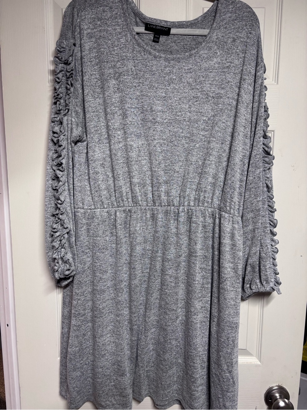 Lane Bryant Gray Ruffle-Sleeve Knit Dress